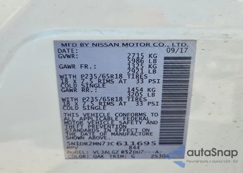 2018 Nissan Pathfinder S из США, поврежденный, VIN 5N1DR2MN7JC611695